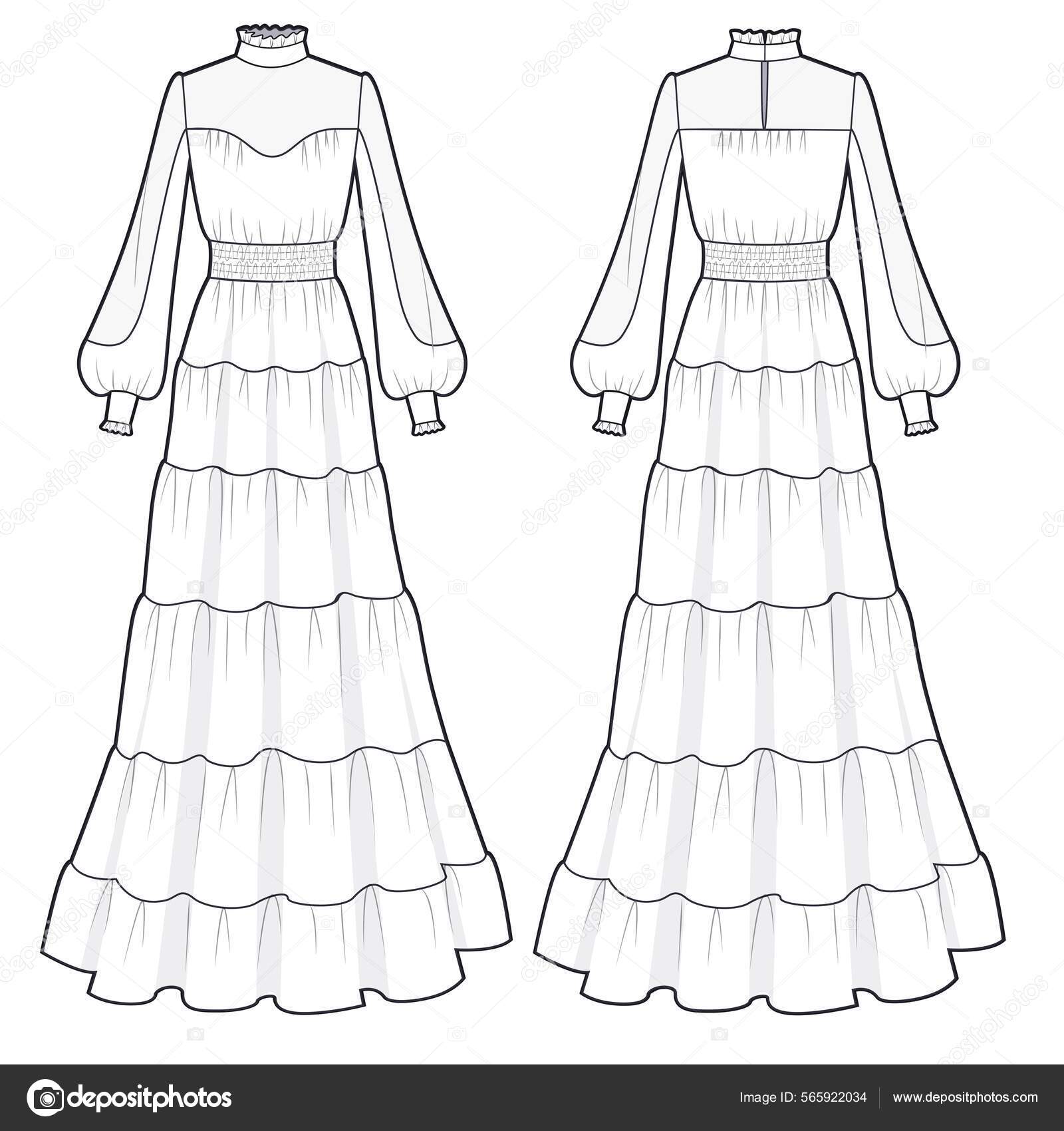 Fashion Flat Sketches For Dresses - PrestigeProDesign.com | Fashion drawing,  Fashion drawing dresses, Fashion illustration