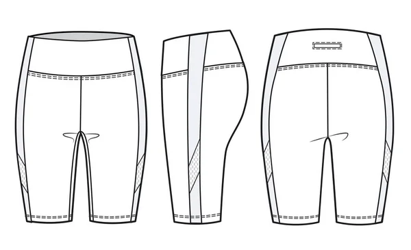 Girl Short Legging Fashion Flat Sketch Template Women Biker Short — Stockový vektor