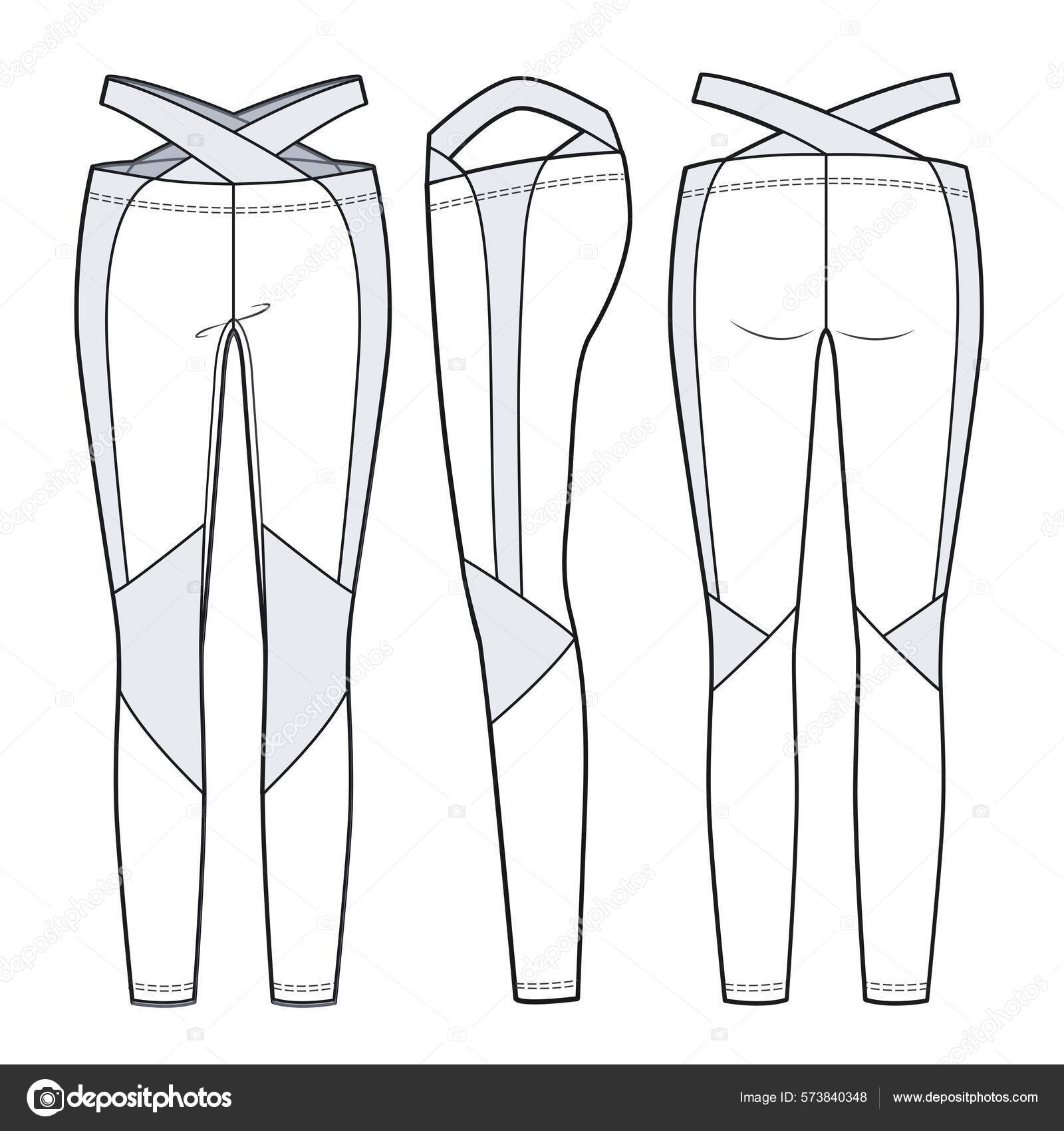 Leggings Technical Drawing Flat Sketches Stock Illustration