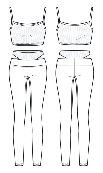 Girl's Leggings Pants Fashion Flat Sketch Template Women's Cutout