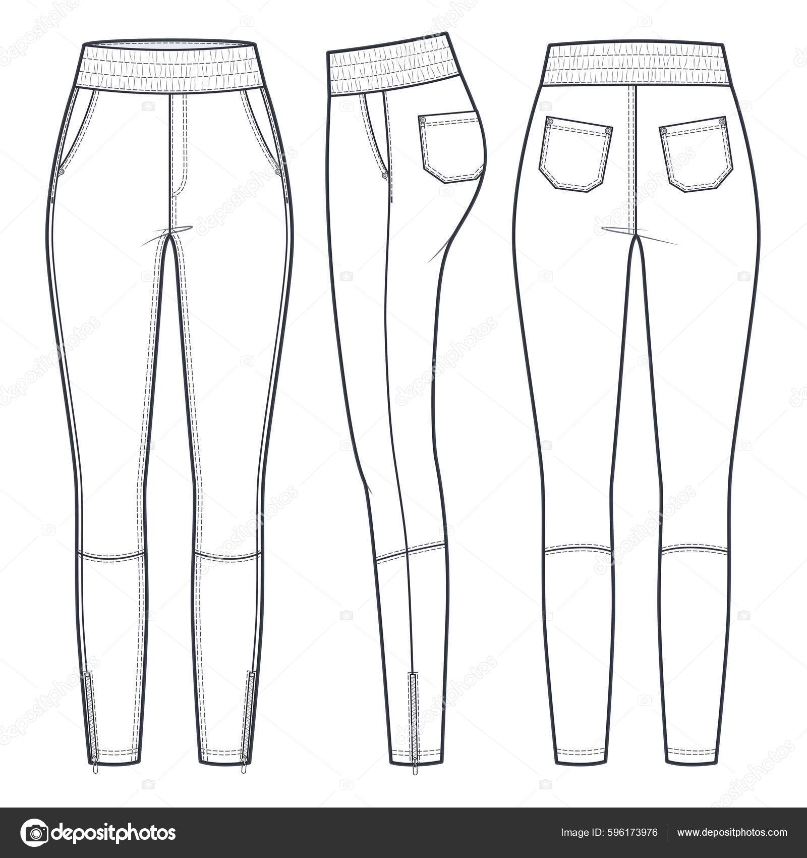 Leather Leggings Pants Technical Fashion Illustration Skinny Jeans