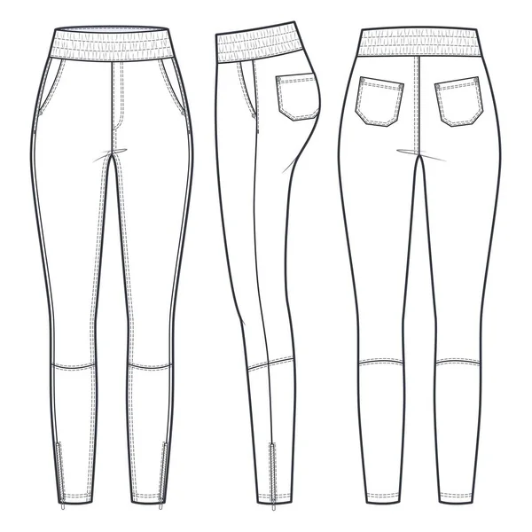 Leather Leggings Pants Technical Fashion Illustration Skinny Jeans Pants Fashion — 图库矢量图片