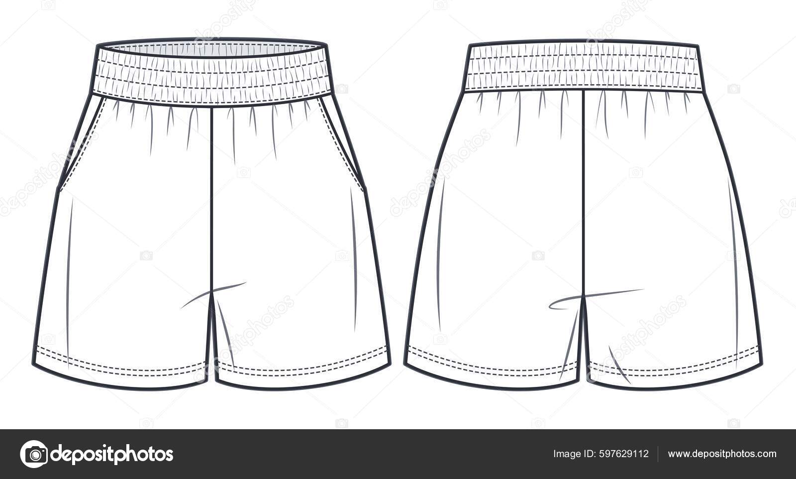 Unisex Sweat Shorts Technical Fashion Illustration Short Pants Fashion Flat  imagem vetorial de Lubava.gl@gmail.com© 597629112