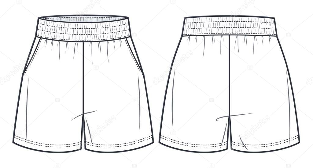 Unisex Sweat Shorts Technical Fashion Illustration Short Pants Fashion Flat Lubava.gl gmail 597629112 e ait Stok Vektor