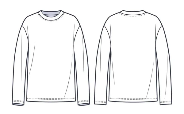 Long Sleeve Shirt Fashion Flat Tehnical Drawing Template Unisex Shirt — 图库矢量图片