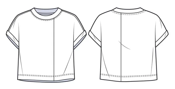 Unisex Περικοπή Tee Shirt Μόδας Επίπεδη Tehnical Πρότυπο Σχεδίασης Ασύμμετρο — Διανυσματικό Αρχείο