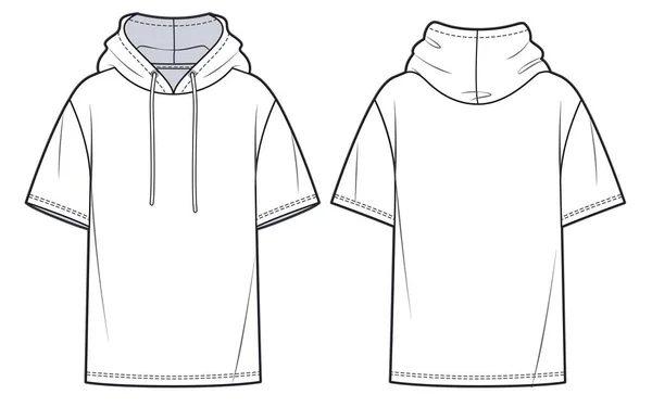 Shirt Mit Kapuze Mode Flache Technische Zeichnungsvorlage Unisex Shirt Technische — Stockvektor