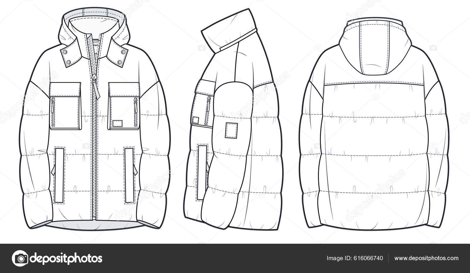 Hooded Jacket Coat Technical Fashion Illustration Padded Jacket