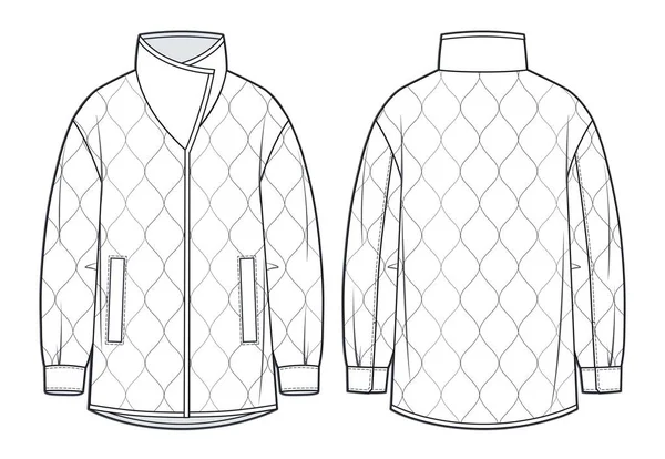 여성용 꼬챙이 일러스트레이션 Oversize Coat Technical Drawing Template Long Slep — 스톡 벡터