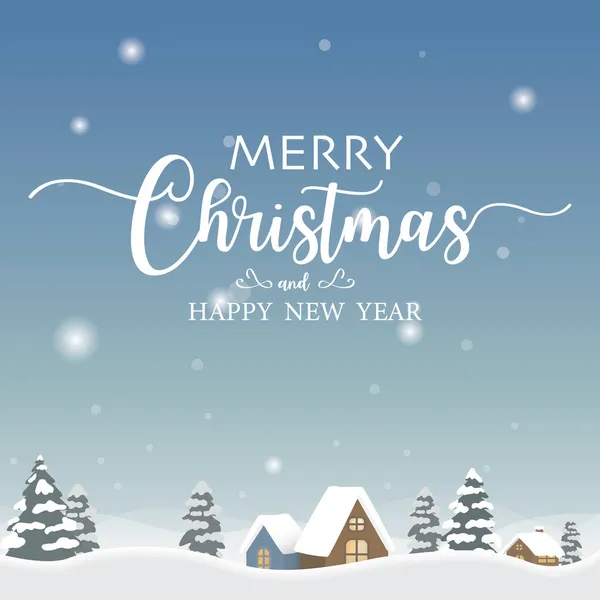 Feliz Natal Feliz Ano Novo Céu Neve Conceito Cottage Banner — Vetor de Stock