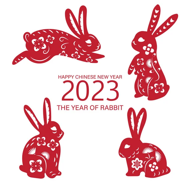 Chinese Zodiac Rabbit Year Happy Chinese New Year 202 — Stockový vektor