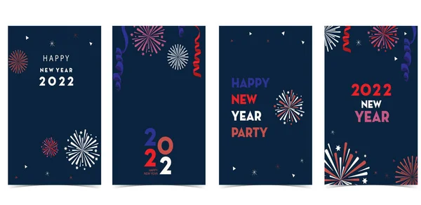Neujahrskartensammlung Mit Feuerwerk Rahmen Star Vector Illustration Für Plakat Postkarte — Stockvektor