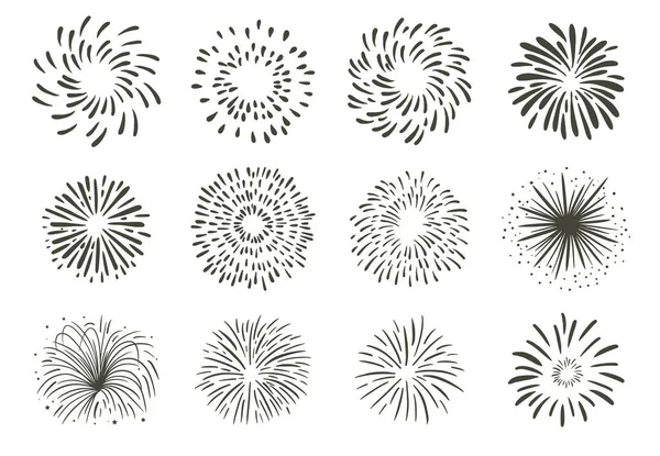 花火とパーティーのアイコンコレクション アイコン ステッカー ウェブデザインのためのベクトルイラスト — ストックベクタ