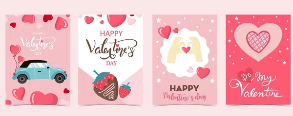 Collection Valentines Day Background Set Heart — 스톡 벡터