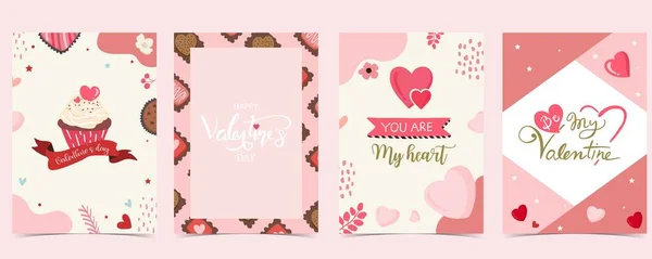 Collection Valentines Day Background Set Heart — Stock Vector