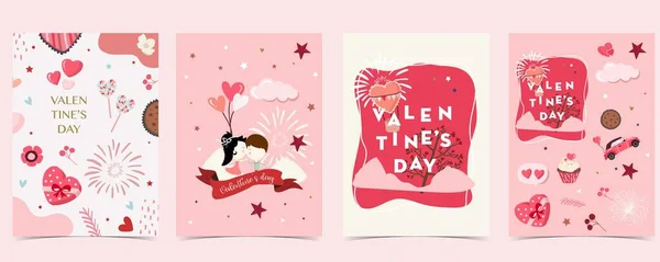 Collection Valentines Day Background Set Heart — Stock Vector