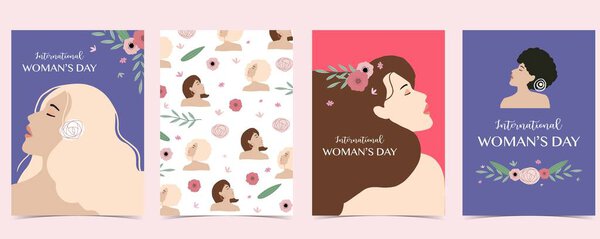 woman internation day background with face,hair and flower