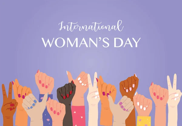 Frau Internationaler Tag Hintergrund Mit Hand — Stockvektor