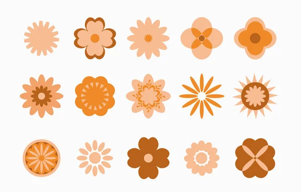 Colección Diseño Hippie Con Flor Naranja Sol — Archivo Imágenes Vectoriales