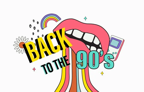 Retro 90S 80S Pozadí Design Pop Music Party 1990 — Stockový vektor