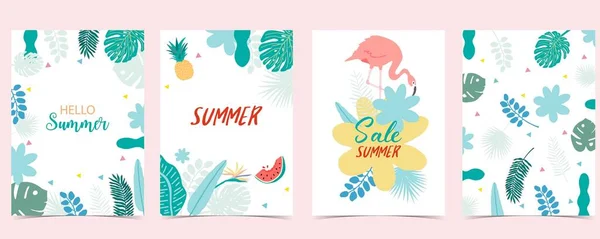 Summer Sale Background Flamingo Leaf Flower — Stock Vector