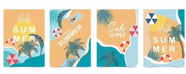 Summer Time Postcard Sea Beach Daytime Background — ストックベクタ