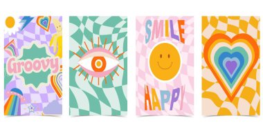 70 'ler ve 80' ler pop ve groovy tarzında gençlik arka plan tasarımı