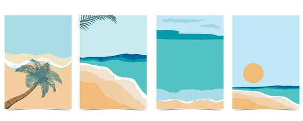 日中は太陽 海と空とビーチ夏のパーティーの招待状 — ストックベクタ