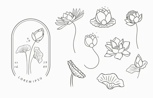 Desenho Flor Lótus Preto Ilustração Vetorial Para Ícone Adesivo Imprimível — Vetor de Stock