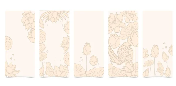 Golden Lotus Background Line Art Design Postcard Invitation Packaging Social — Stock Vector