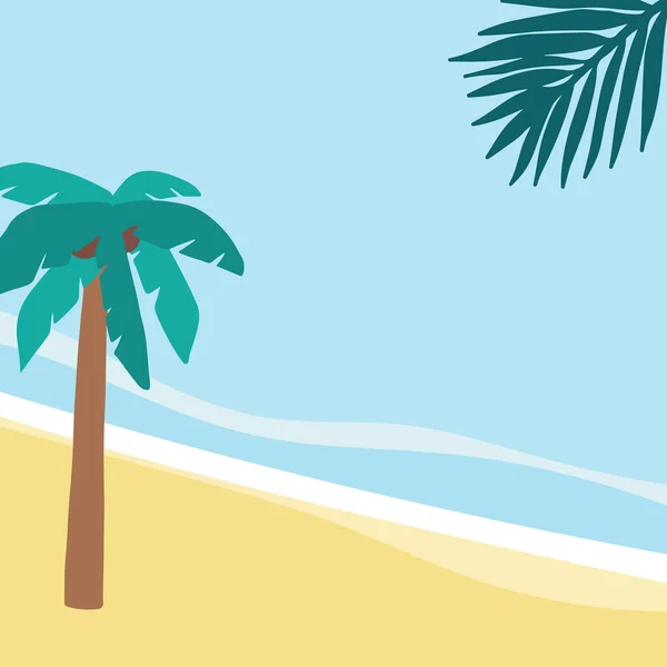 Hindistan Cevizi Ağacıyla Yaz Arkaplanı Palmiye Sahilde — Stok Vektör