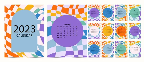 2023 Календарний Тиждень Починається Неділю Гроустом Веселкою Які Використовуються Вертикального — стоковий вектор