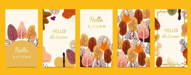 Ağaçlı turuncu sonbahar arka planı, sosyal medya ormanı