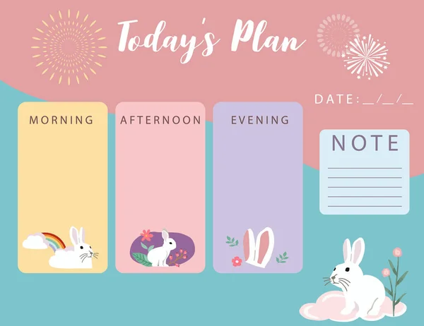 Pastell Niedlichen Planer Mit Kaninchen Kann Für Bedruckbare Sammelalbum Tagebuch — Stockvektor