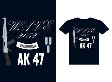 Ak 47 dalga t gömlek tasarım vektörü