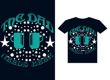 Babalar günü tipografi tişört tasarım vektörü