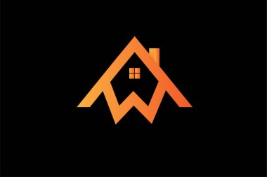 W harfi tasarımı ve simgesi ile ev emlak kimliği kurumsal logosu