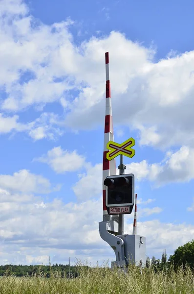 Kozmice Opava Czech May 2022 Järnvägskorsning Grind Upprätt Läge Som — Stockfoto