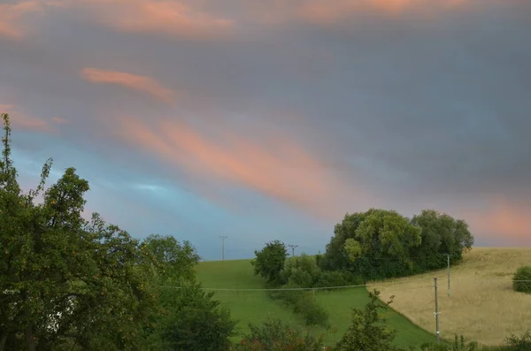 Barevné Zatažené Nebe Při Západu Slunce Barva Přechodu Sky Textura — Stock fotografie