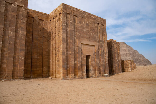 Temple around of Step pyramid of Djoser in Saqqara, an archeological remain in the Saqqara necropolis, Egypt