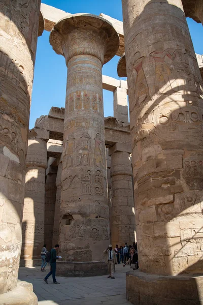 Luxor Egitto Gennaio 2022 Colonne Nella Grande Sala Ipostila Tempio — Foto Stock