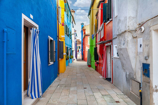 Burano island, Venice, Italy. View of the famous colorful houses