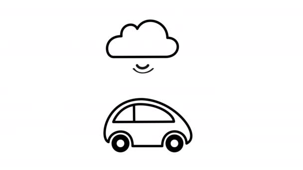 Véhicule Connecté Cloud Communique Les Données Animation Une Voiture Connectée — Video