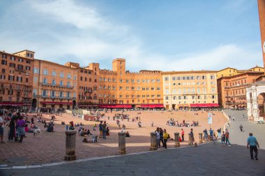 Siena 'da İtalya' daki Piazza del Campo manzarası.
