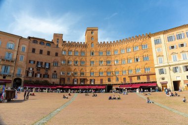Siena 'da İtalya' daki Piazza del Campo manzarası.