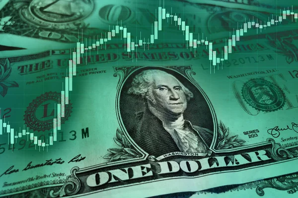 Borsa endeks çizelgesi olan Amerikan doları. Dolar artışı konsepti. Amerika Birleşik Devletleri 'nin ekonomik düzelmesi. ABD ekonomik ve mali düzelme.