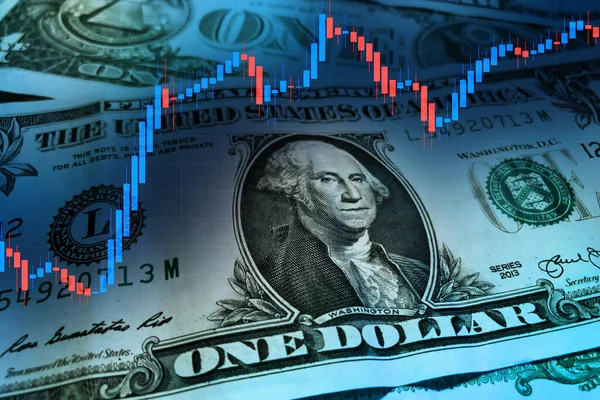 Borsa endeks çizelgesi olan Amerikan doları. Dolar artışı konsepti. Amerika Birleşik Devletleri 'nin ekonomik düzelmesi. ABD ekonomik ve mali düzelme.