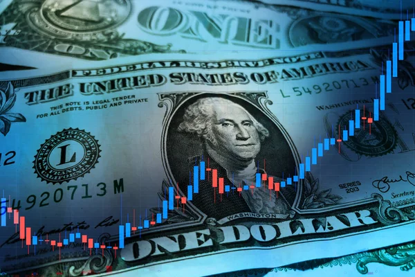 Hisse senedi piyasa endeksi tablosu hızla yükselen Amerikan doları. Yükselen dolar kavramı. Sağlam para. Amerika Birleşik Devletleri 'nin ekonomik düzelmesi. ABD ekonomik ve mali düzelme.