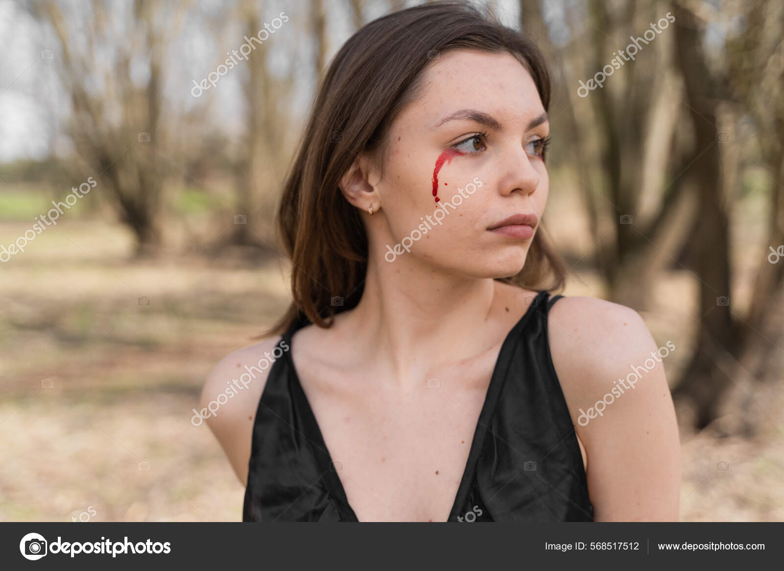 Portrait Young Caucasian Woman Crying Ukrainian Woman Bloody Tears Looking  Stock Photo by ©KseniiaTitova21 568517512