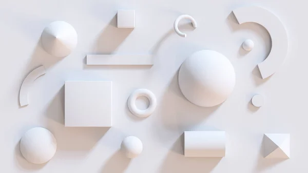 Weiße Geometrische Formen Einer Abstrakten Komposition Monochrom Zum Stärken Darstellung — Stockfoto